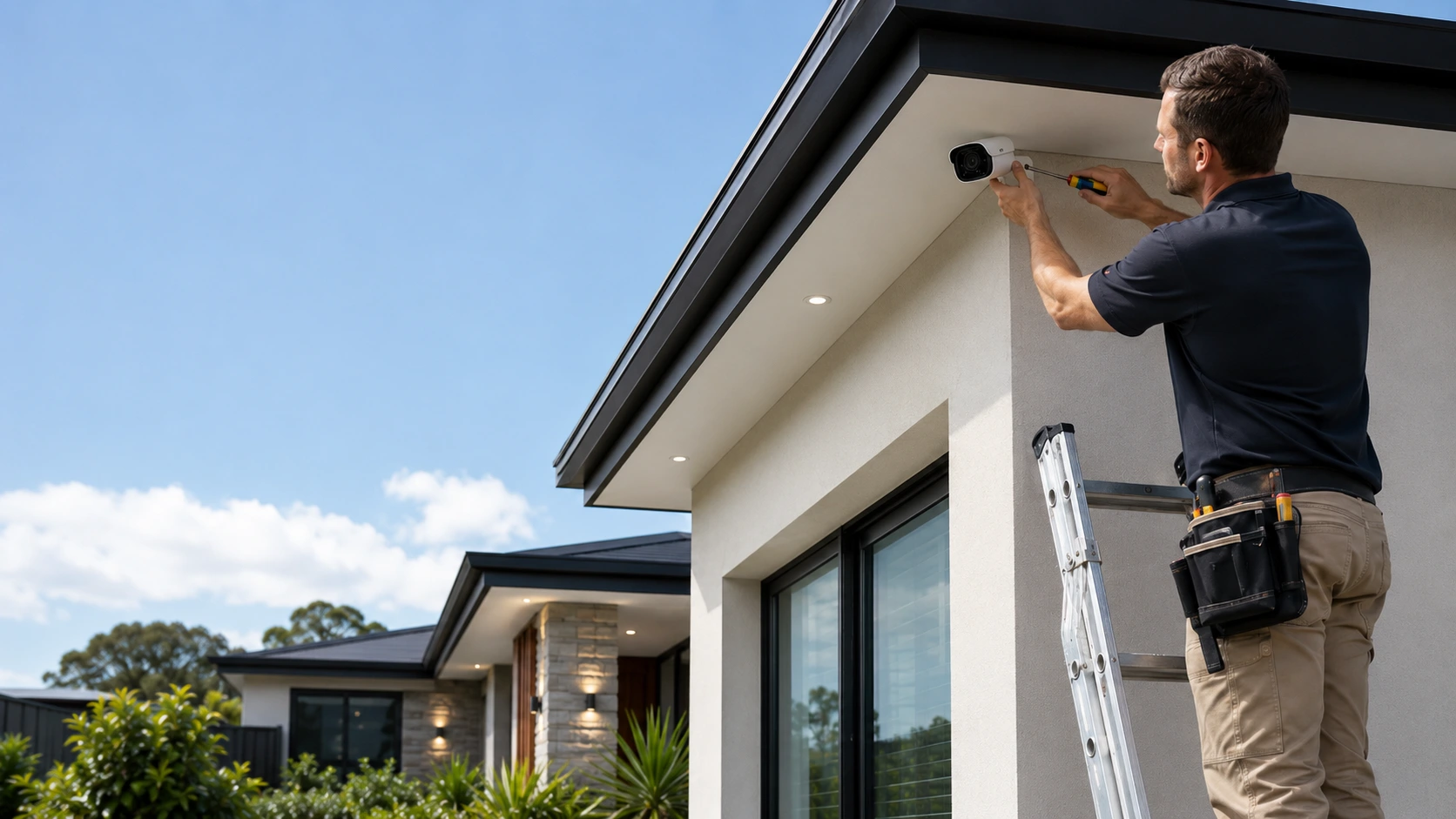 Security camera installation on a home