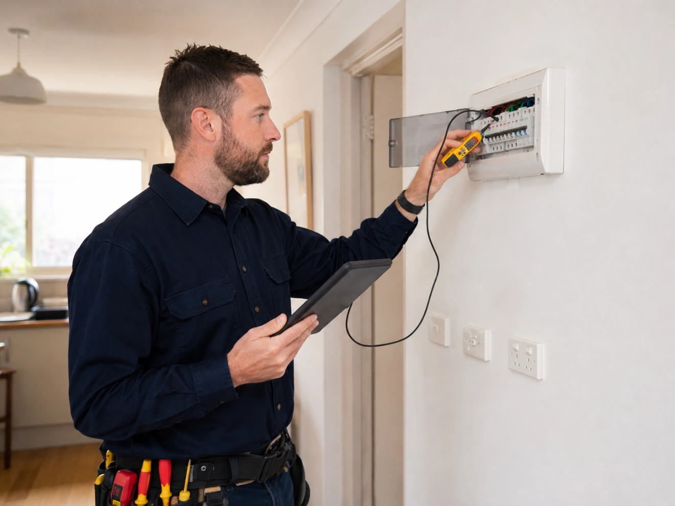 Electrical testing at a household switchboard